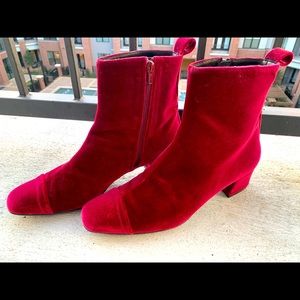 Carel Beautiful Red Velvet Ankle Boot